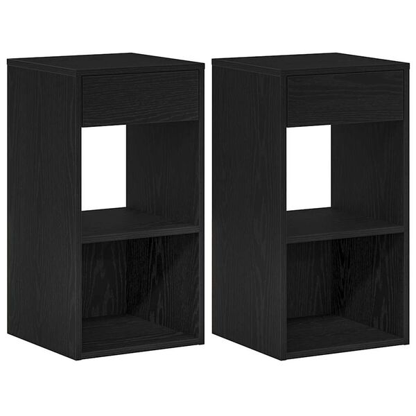 vidaXL Tables de chevet avec tiroir 2 pcs ch&ecirc;ne noir 35x34x66,5 cm