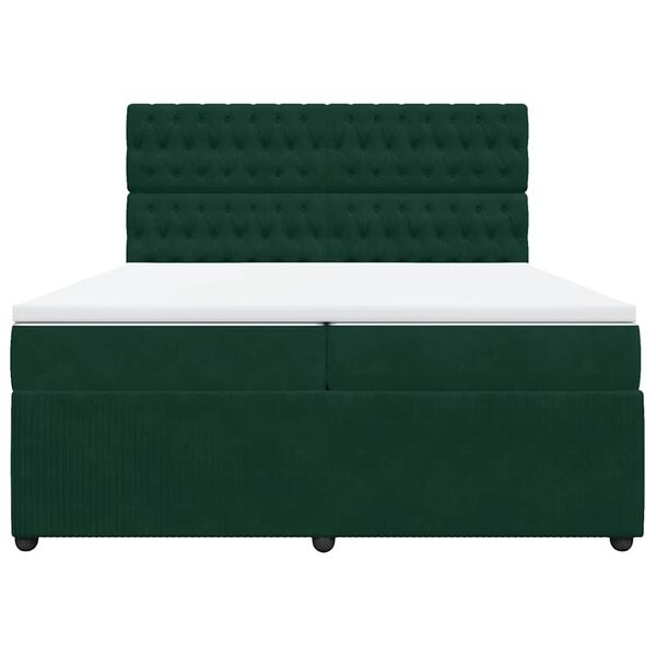 vidaXL Sommier &agrave; lattes de lit et matelas Vert fonc&eacute; 200x200cm Velours