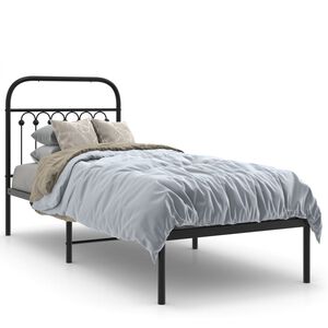 vidaXL Cadre de lit m&eacute;tal sans matelas avec t&ecirc;te de lit noir 75x190 cm