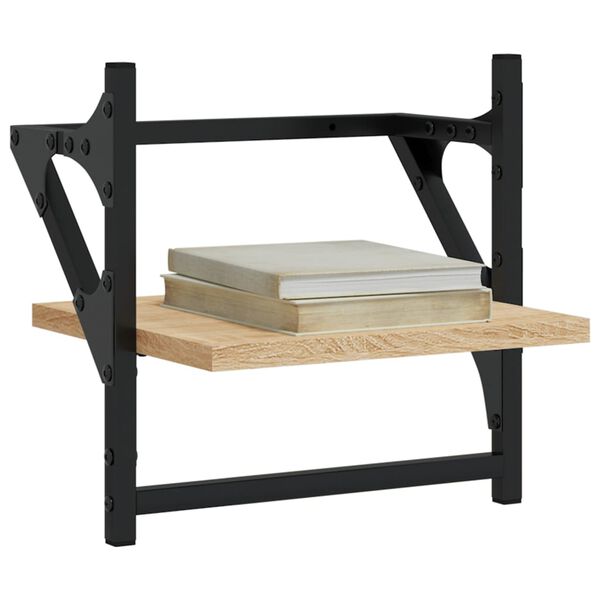 vidaXL &Eacute;tag&egrave;res murales avec barres 2 pcs ch&ecirc;ne sonoma 30x25x30 cm