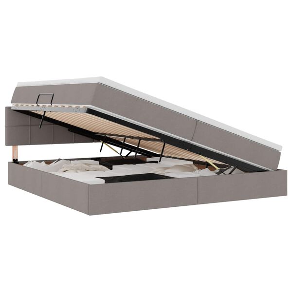 vidaXL Lit avec rangement et LED avec matelas Taupe 200 x 200 cm tissu