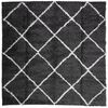 vidaXL Tapis shaggy PAMPLONA poils longs moderne noir cr&egrave;me 120x120 cm