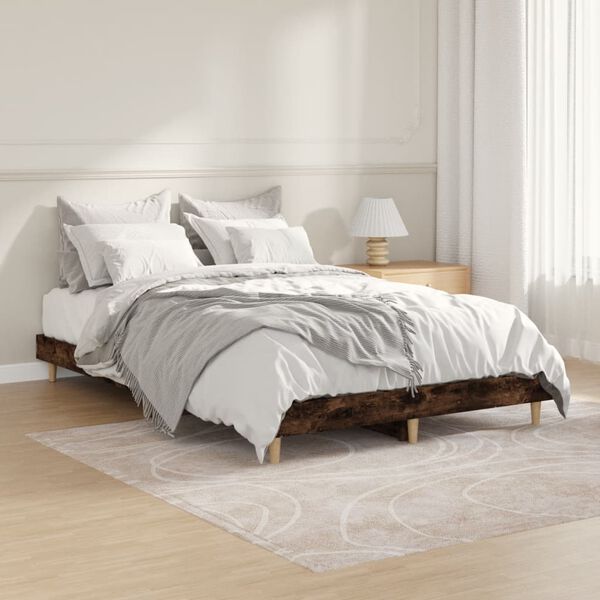 vidaXL Cadre de lit sans matelas chêne fumé 120x190 cm bois ingénierie