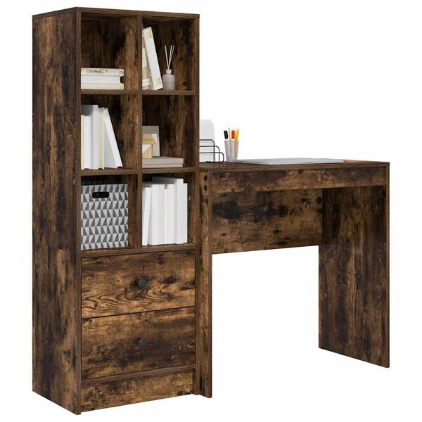vidaXL Bureau avec tiroir 2 pcs Chêne fumé