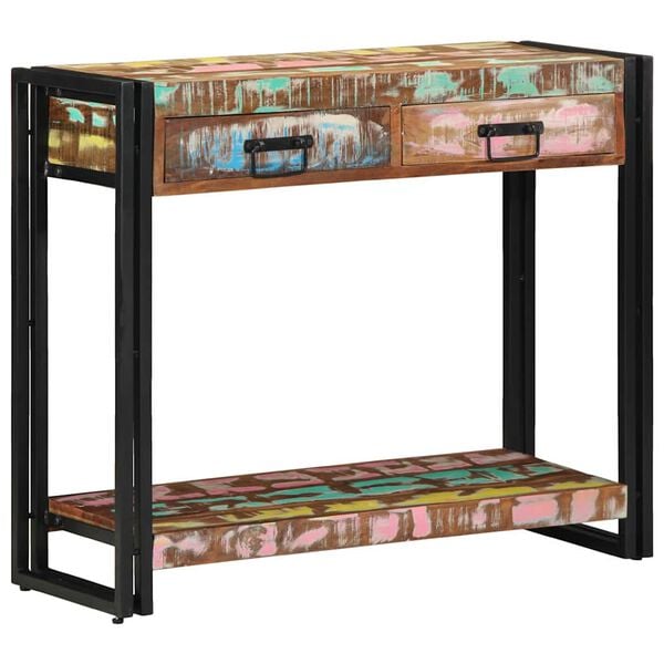 vidaXL Table console Multicolore 90 x 33 x 75 cm Bois Recycl&eacute; Solide