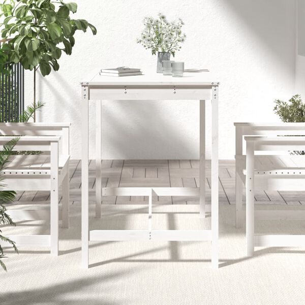 vidaXL Table de jardin blanc 121x82,5x110 cm bois massif de pin