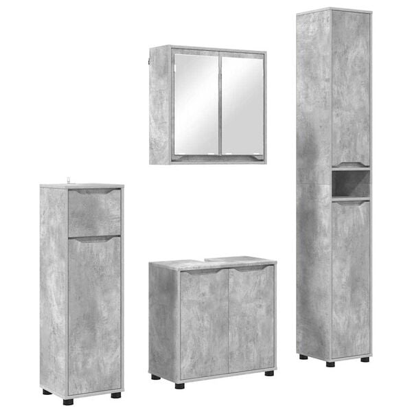 vidaXL Ensemble de mobilier de salle de bain 4 pcs Gris b&eacute;ton