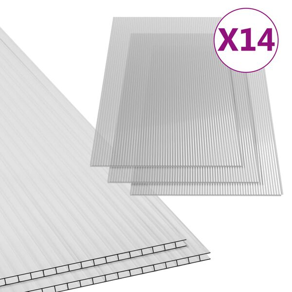 vidaXL Feuilles de polycarbonate 14 pcs 4 mm 121x60 cm
