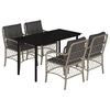 vidaXL Ensemble &agrave; manger de jardin et coussins 5 pcs gris clair rotin