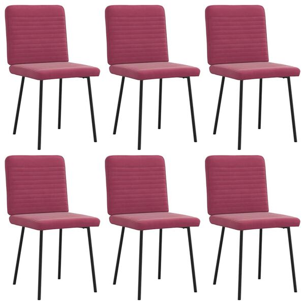 vidaXL Chaises &agrave; manger lot de 6 rouge bordeaux velours