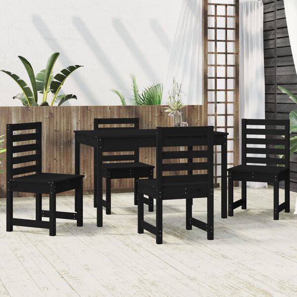 vidaXL Ensemble &agrave; manger de jardin 5 pcs noir bois massif de pin