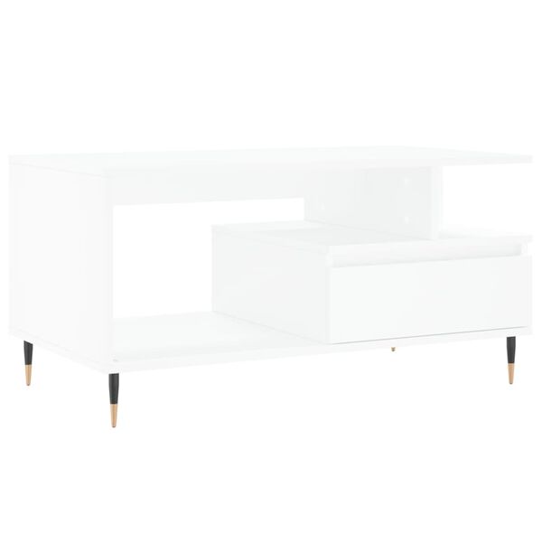 vidaXL Table basse Blanc 90x49x45 cm Bois d'ing&eacute;nierie