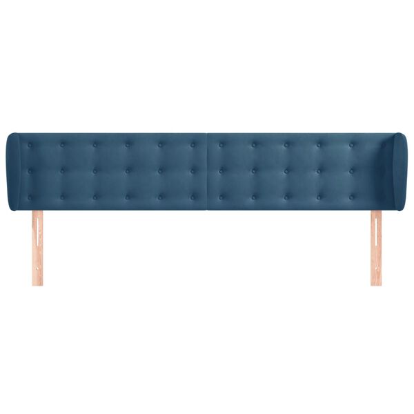 vidaXL T&ecirc;te de lit avec oreilles Bleu fonc&eacute; 163x23x78/88 cm Velours