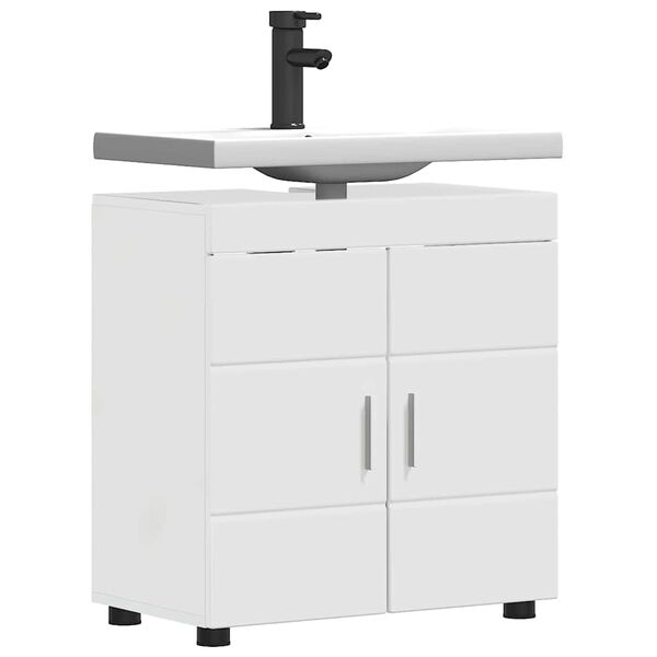 vidaXL Ensemble d'armoire de salle de bain TULUM Blanc brillant