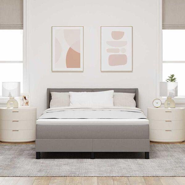 vidaXL Lit &agrave; ressorts avec matelas Taupe 190 x 140 cm Polyester