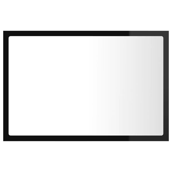 vidaXL Miroir LED de salle de bain Noir brillant 60x8,5x37cm Acrylique