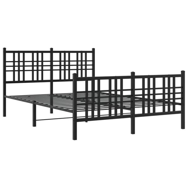vidaXL Cadre de lit m&eacute;tal sans matelas avec pied de lit noir 140x200cm