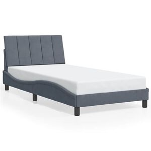 vidaXL Cadre de lit sans matelas Hanko gris fonc&eacute; 100x203 cm velours