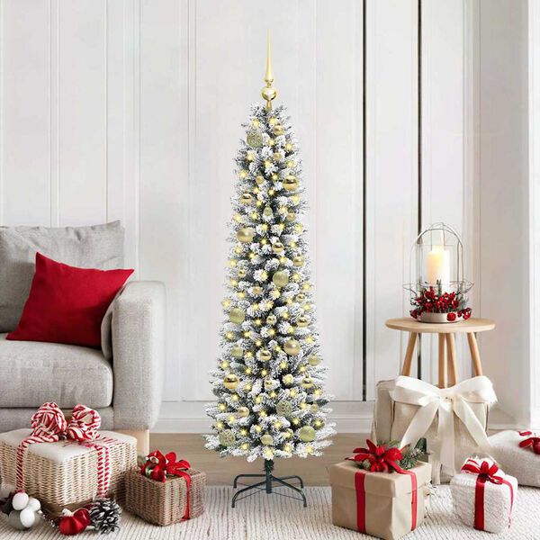 vidaXL Sapin de No&euml;l artificiel Blanc 150 cm PVC, m&eacute;tal et plastique