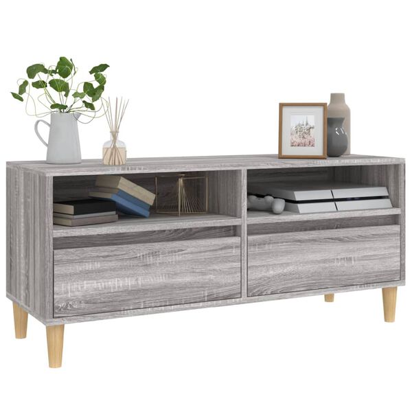vidaXL Meuble TV sonoma gris 100x34,5x44,5 cm bois d'ing&eacute;nierie