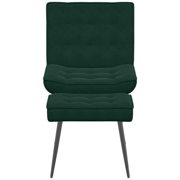 vidaXL Chaise de relaxation avec tabouret Vert fonc&eacute; Velours