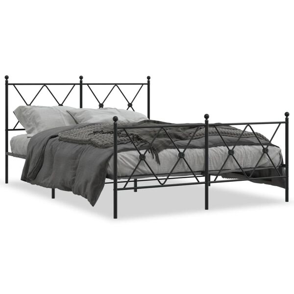 vidaXL Cadre de lit m&eacute;tal sans matelas avec pied de lit noir 140x200cm