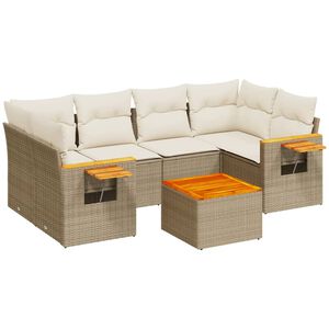vidaXL Salon de jardin avec coussins 7 pcs beige r&eacute;sine tress&eacute;e