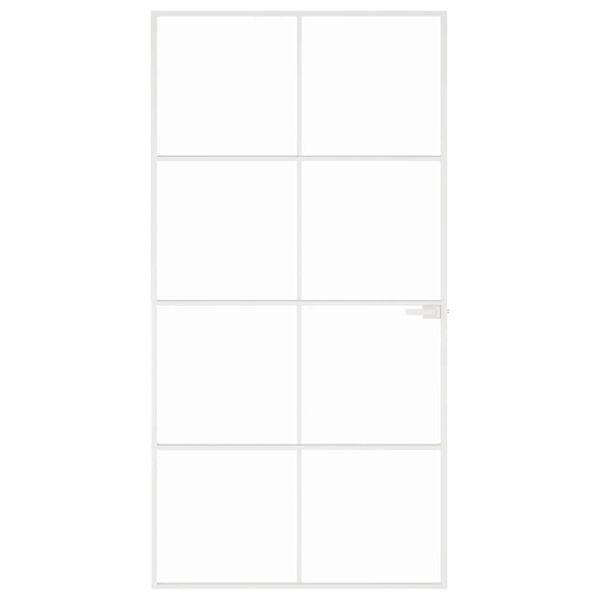 vidaXL Porte d'int&eacute;rieur Blanc 102x201,5 cm Tremp&eacute; verre aluminium fin