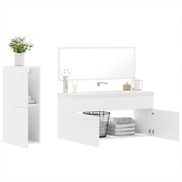 vidaXL Ensemble de meubles salle de bain 3 pcs blanc bois d'ing&eacute;nierie