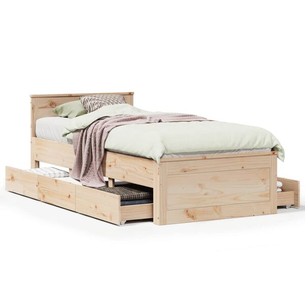 vidaXL Cadre de lit sans matelas avec t&ecirc;te de lit 100x200 cm bois pin