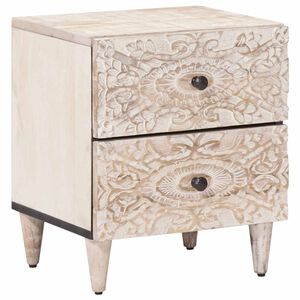 vidaXL Cabinet de chevet Blanc 40 x 33,5 x 46 cm Bois de mangue massif