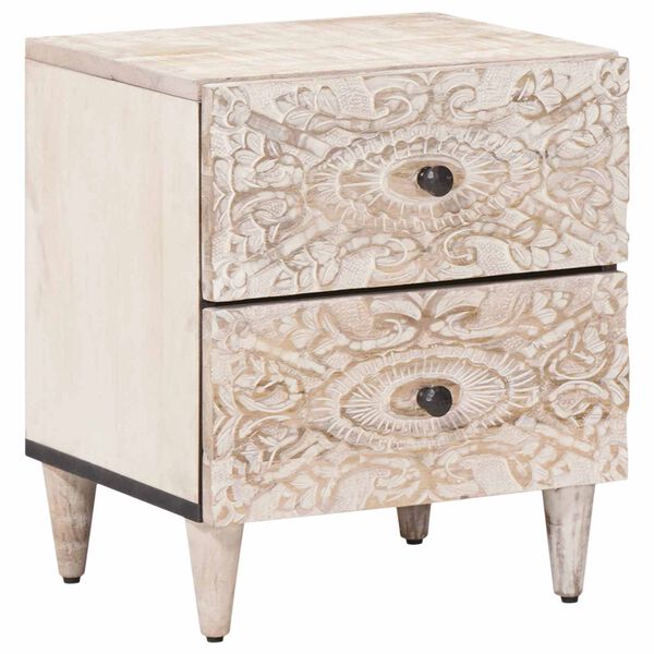 vidaXL Cabinet de chevet Blanc 40 x 33,5 x 46 cm Bois de mangue massif