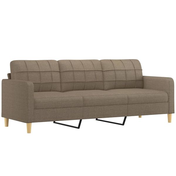 vidaXL Canap&eacute; 3 places et oreillers et coussins Taupe 210 cm Tissu