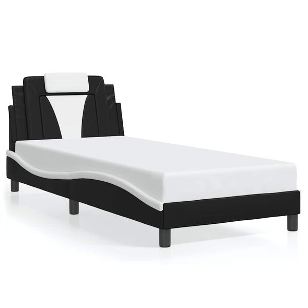 vidaXL Cadre de lit Viana sans matelas noir et blanc 90x190 cm similicuir