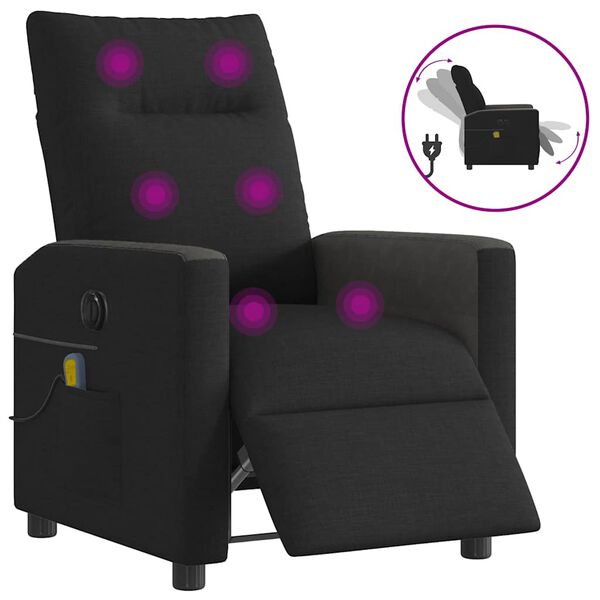 vidaXL Fauteuil de massage inclinable &eacute;lectrique Noir Tissu