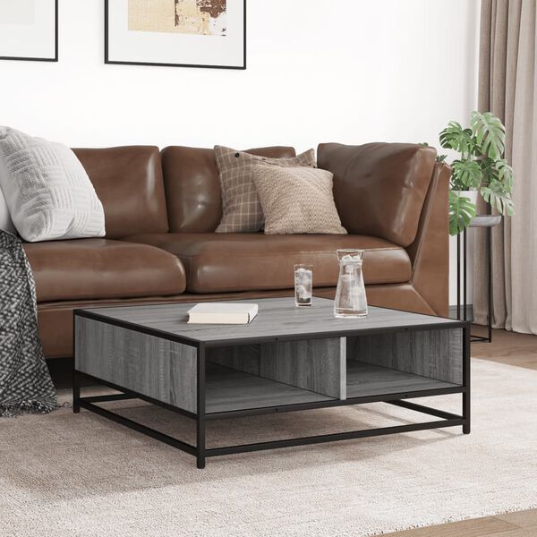 vidaXL Table basse sonoma gris 80x80x30 cm bois d'ing&eacute;nierie et m&eacute;tal