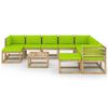 vidaXL Salon de jardin 11 pcs avec coussins bois de pin impr&eacute;gn&eacute;