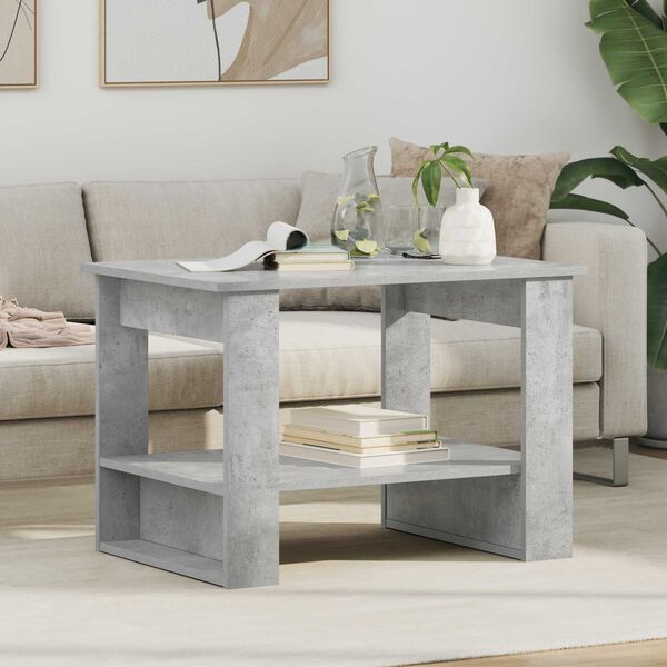 vidaXL Table basse Gris b&eacute;ton 72 x 50 x 50 cm Bois d'ing&eacute;nierie