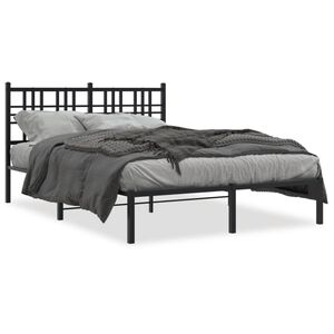 vidaXL Cadre de lit m&eacute;tal sans matelas avec t&ecirc;te de lit noir 140x190cm