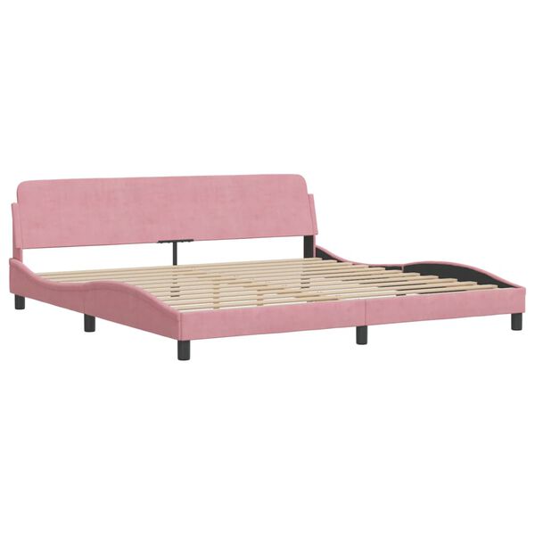 vidaXL Lit avec matelas Dover rose 200x200 cm velours