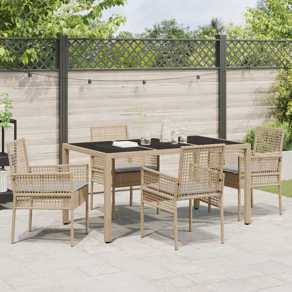 vidaXL Ensemble de salle &agrave; manger pour jardin 5 pcs Beige polyrotin