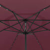 vidaXL Parasol de jardin avec lumi&egrave;res LED m&acirc;t en m&eacute;tal rouge bordeaux