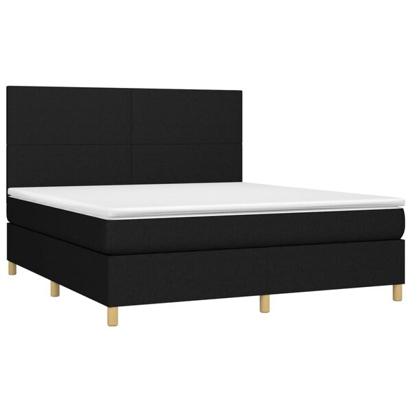 vidaXL Sommier &agrave; lattes de lit et matelas et LED Noir 160x200 cm Tissu