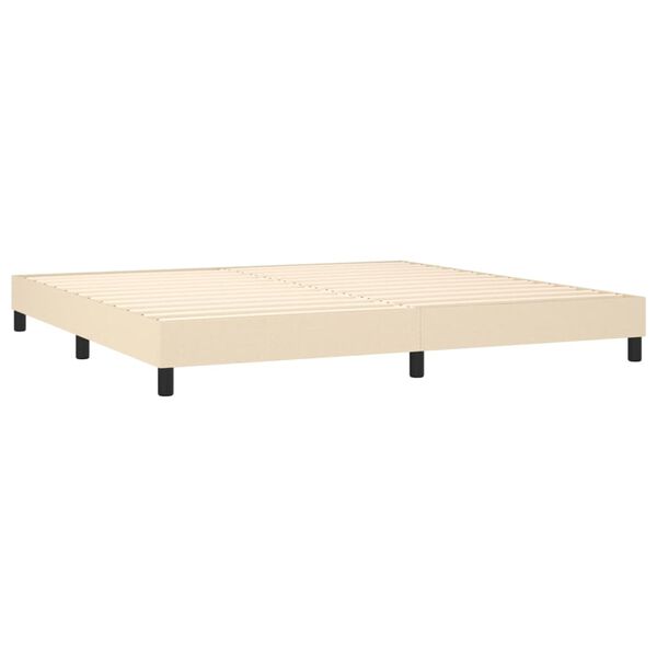 vidaXL Sommier &agrave; lattes de lit avec matelas Cr&egrave;me 200x200 cm Tissu