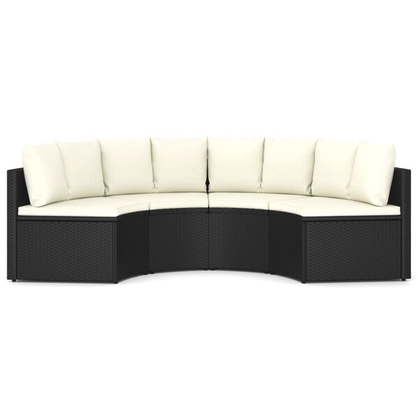 vidaXL Salon de jardin 4 pcs avec coussins R&eacute;sine tress&eacute;e Noir