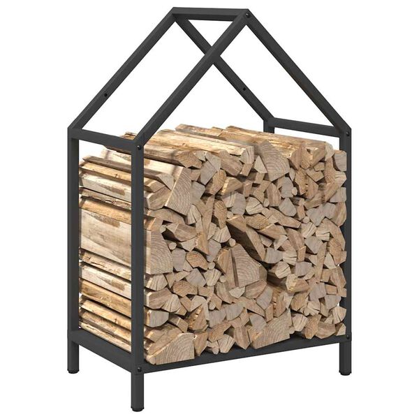 vidaXL Portant de bois chauffage noir 40x25x60 cm