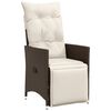 vidaXL Chaise inclinable de jardin avec coussins marron r&eacute;sine tress&eacute;e