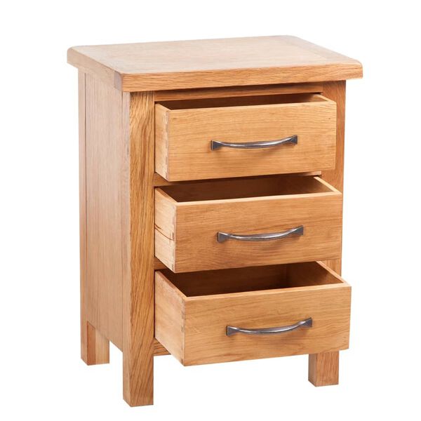 vidaXL Table de chevet avec 3 tiroirs 40x30x54 cm Bois de ch&ecirc;ne massif