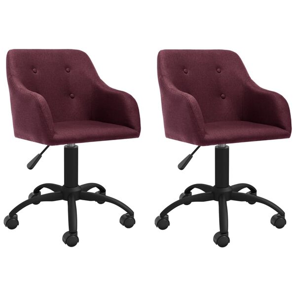 vidaXL Chaises &agrave; manger pivotantes lot de 2 violet tissu