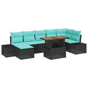 vidaXL Ensemble de canap&eacute; de jardin 8 pc Noir Poly rotin